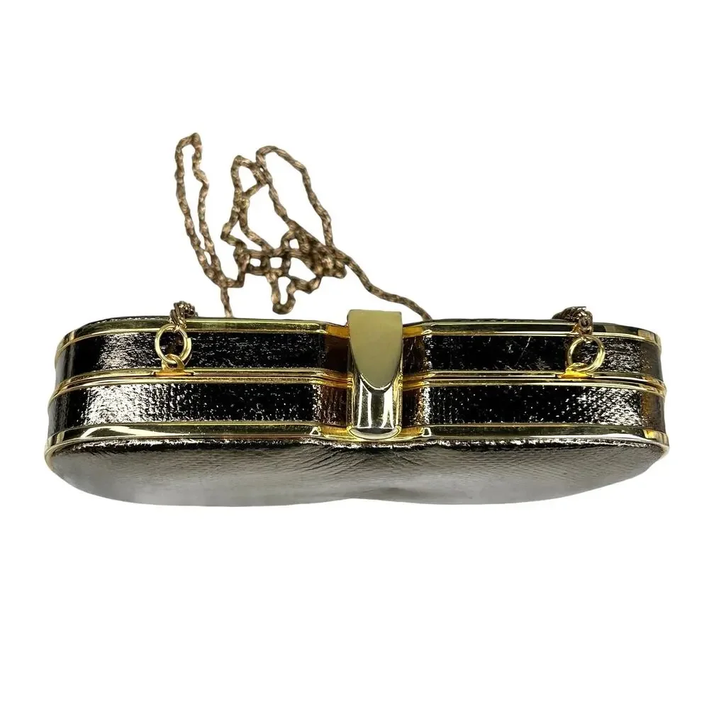 Le-Ann Gold Purse Clutch Crossbody Chain 7